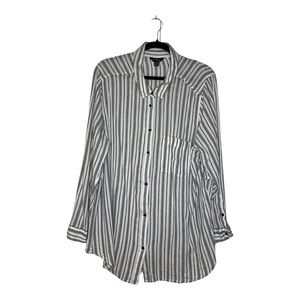Lucky Brand Strip Long Sleeves Button Down Hi-Low Long Hem Shirt Women’s 2X